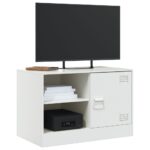 Meuble TV blanc 67x39x44 cm acier – Image 2