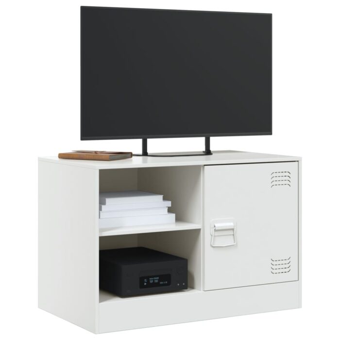 Meuble TV blanc 67x39x44 cm acier – Image 2