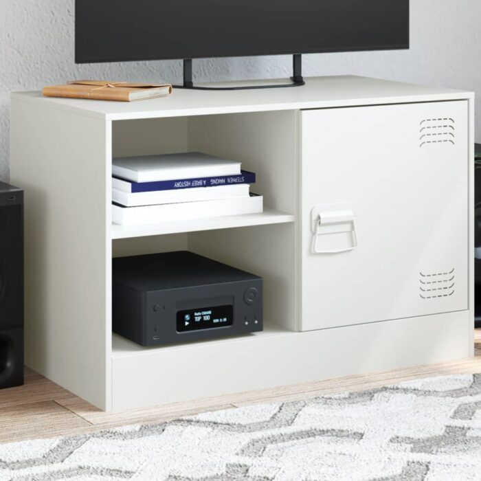 Meuble TV blanc 67x39x44 cm acier – Image 1