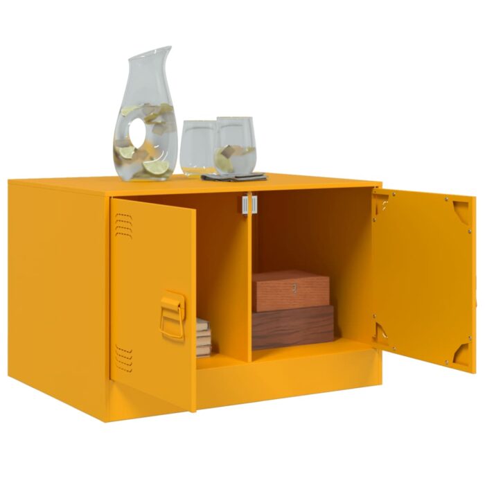 Table basse Jaune moutarde 67x50x44 cm acier – Image 3