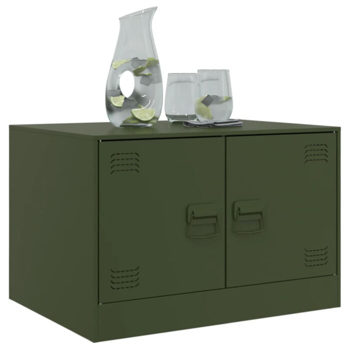 Table basse vert olive 67x50x44 cm acier – Image 2