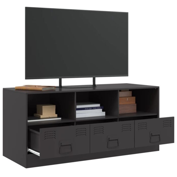 Meuble TV noir 99x39x44 cm acier – Image 3