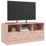Meuble TV rose 99x39x44 cm acier – Image 2