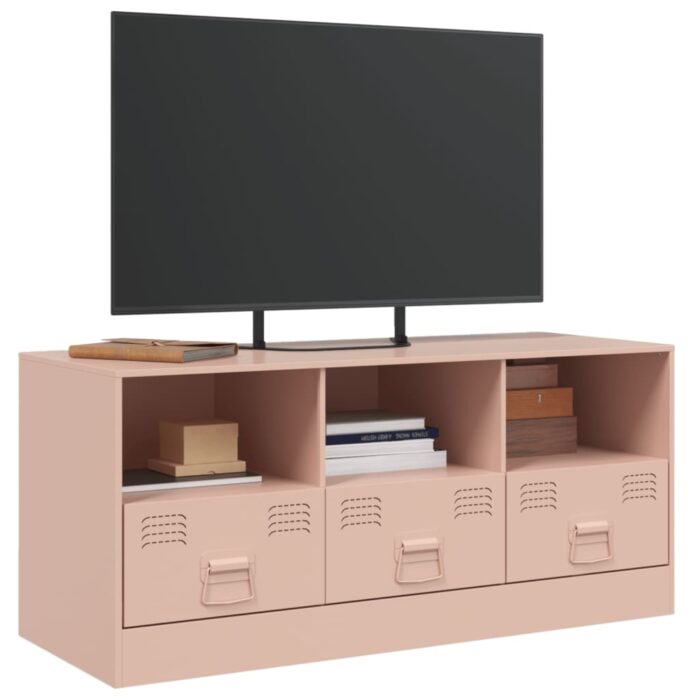 Meuble TV rose 99x39x44 cm acier – Image 2