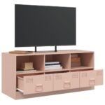 Meuble TV rose 99x39x44 cm acier – Image 3