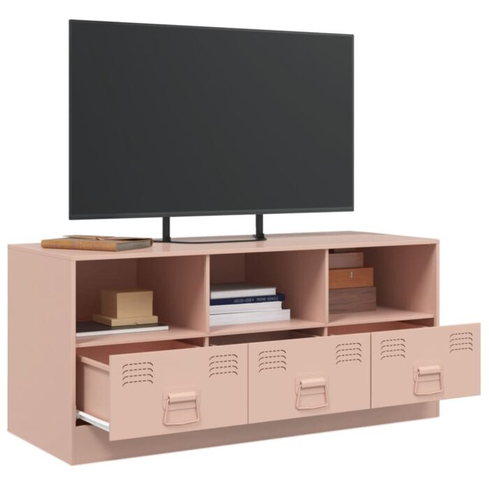 Meuble TV rose 99x39x44 cm acier – Image 3