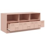 Meuble TV rose 99x39x44 cm acier – Image 5