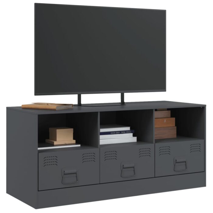 Meuble TV anthracite 99x39x44 cm acier – Image 2