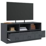 Meuble TV anthracite 99x39x44 cm acier – Image 3