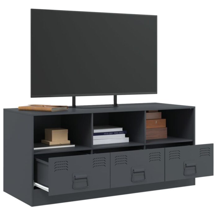 Meuble TV anthracite 99x39x44 cm acier – Image 3