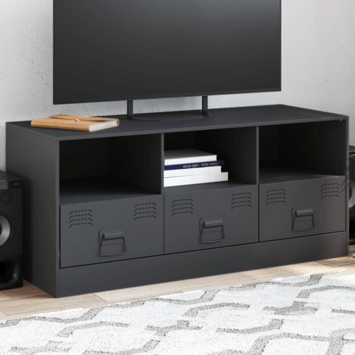 Meuble TV anthracite 99x39x44 cm acier – Image 1