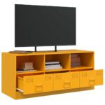 Meuble TV jaune moutarde 99x39x44 cm acier – Image 3