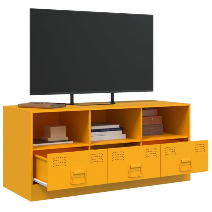Meuble TV jaune moutarde 99x39x44 cm acier – Image 3