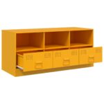Meuble TV jaune moutarde 99x39x44 cm acier – Image 5