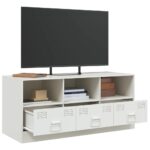 Meuble TV blanc 99x39x44 cm acier – Image 3