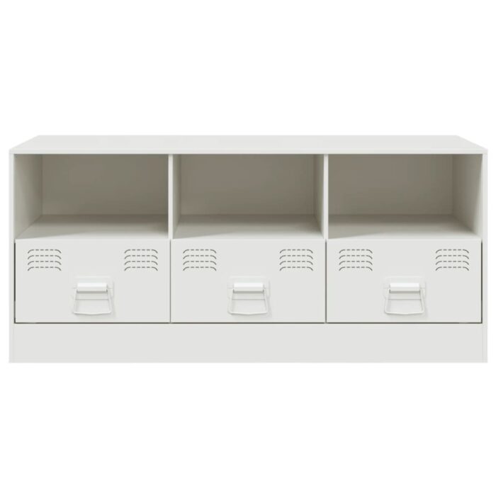 Meuble TV blanc 99x39x44 cm acier – Image 4