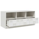 Meuble TV blanc 99x39x44 cm acier – Image 5