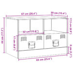 Meuble TV noir 67x39x44 cm acier – Image 10