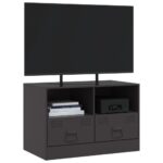 Meuble TV noir 67x39x44 cm acier – Image 2
