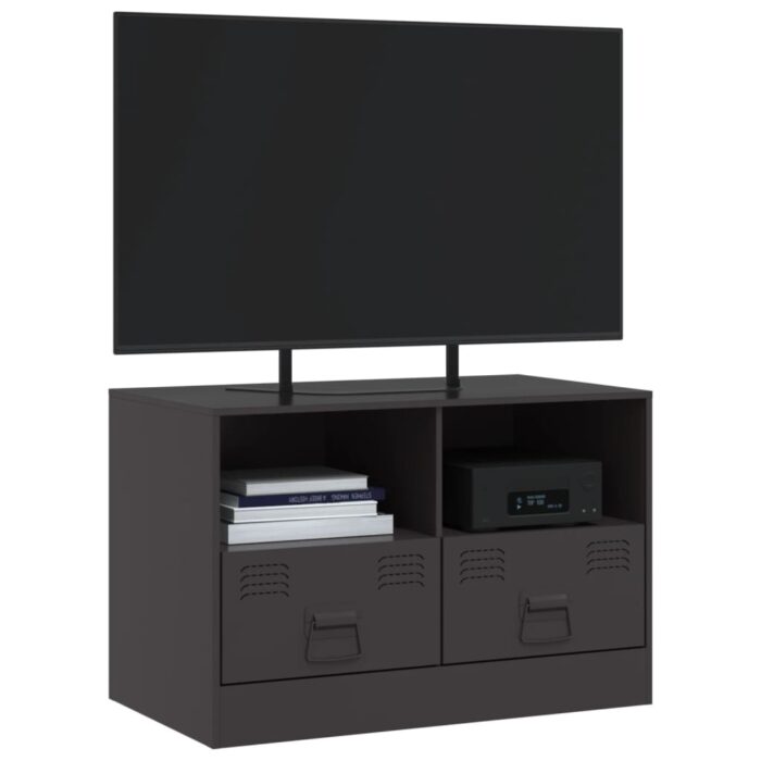 Meuble TV noir 67x39x44 cm acier – Image 2