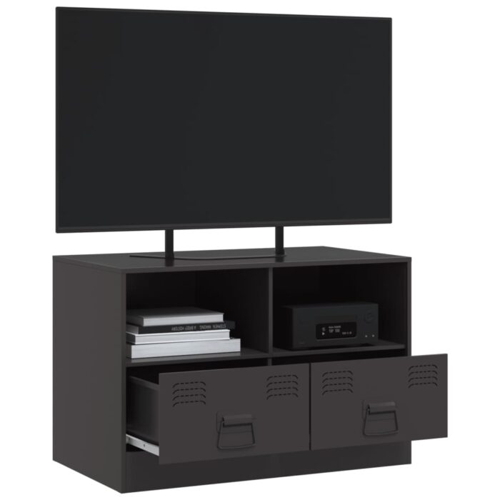 Meuble TV noir 67x39x44 cm acier – Image 3
