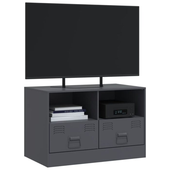 Meuble TV anthracite 67x39x44 cm acier – Image 2
