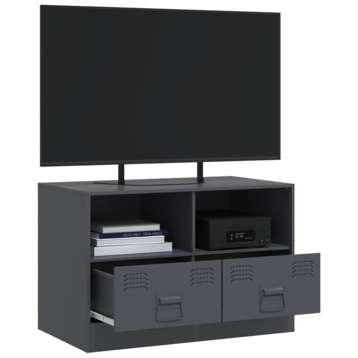 Meuble TV anthracite 67x39x44 cm acier – Image 3