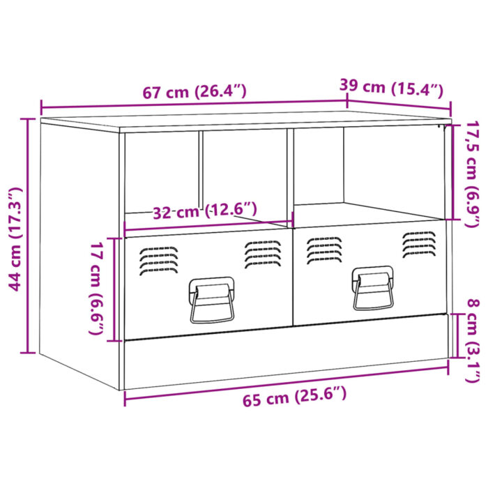 Meuble TV jaune moutarde 67x39x44 cm acier – Image 10