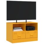 Meuble TV jaune moutarde 67x39x44 cm acier – Image 2