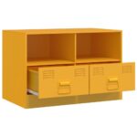 Meuble TV jaune moutarde 67x39x44 cm acier – Image 5