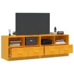 Meubles TV 2 pcs jaune moutarde 67x39x44 cm acier – Image 2