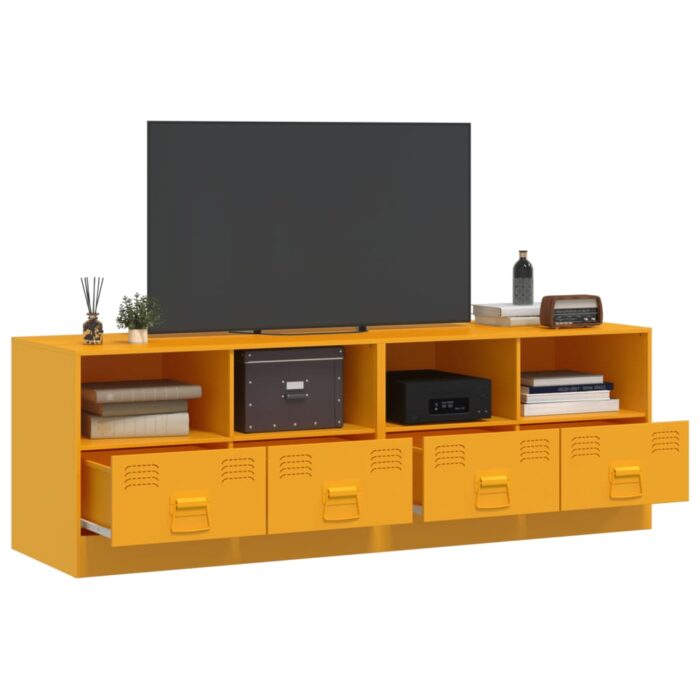 Meubles TV 2 pcs jaune moutarde 67x39x44 cm acier – Image 2