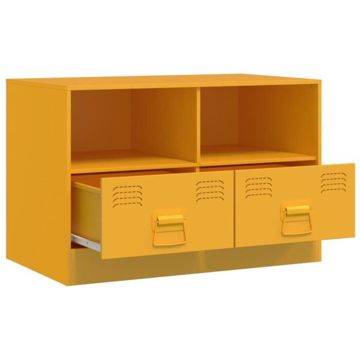 Meubles TV 2 pcs jaune moutarde 67x39x44 cm acier – Image 4