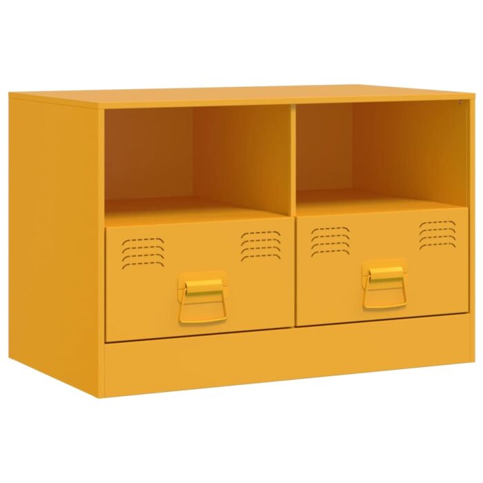 Meubles TV 2 pcs jaune moutarde 67x39x44 cm acier – Image 5