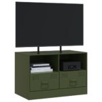 Meuble TV vert olive 67x39x44 cm acier – Image 2