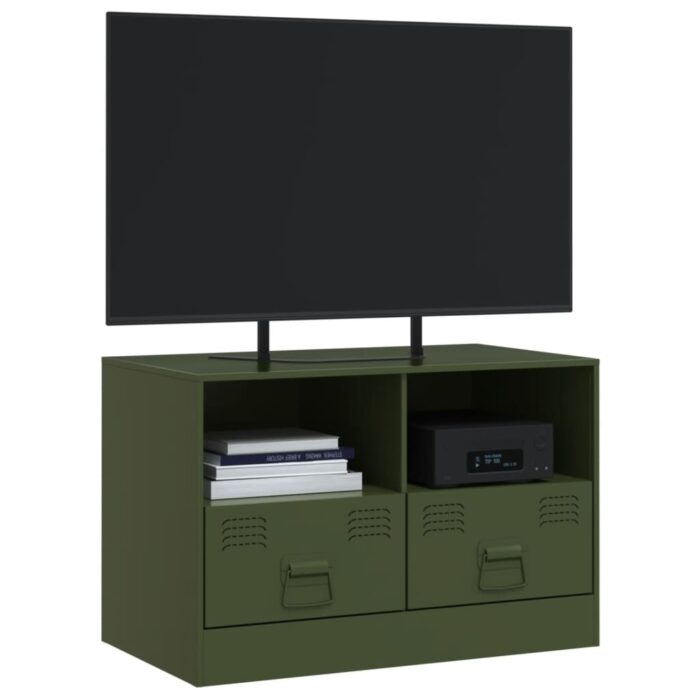 Meuble TV vert olive 67x39x44 cm acier – Image 2