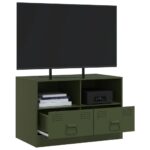 Meuble TV vert olive 67x39x44 cm acier – Image 3