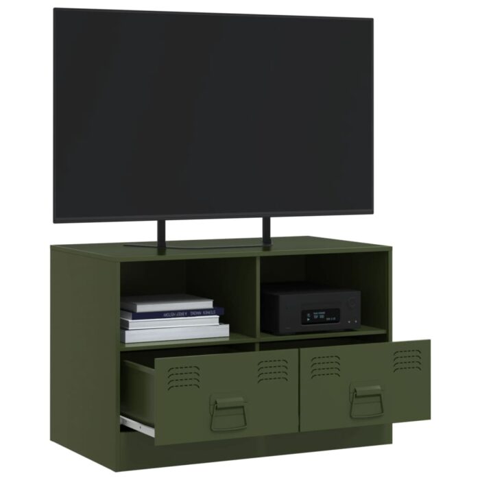 Meuble TV vert olive 67x39x44 cm acier – Image 3