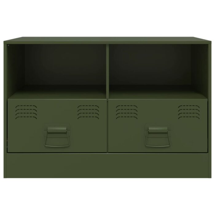 Meuble TV vert olive 67x39x44 cm acier – Image 4