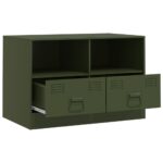 Meuble TV vert olive 67x39x44 cm acier – Image 5