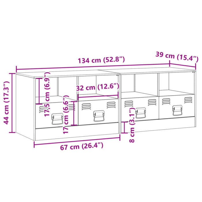 Meubles TV 2 pcs vert olive 67x39x44 cm acier – Image 10
