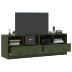 Meubles TV 2 pcs vert olive 67x39x44 cm acier – Image 2