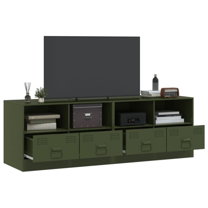 Meubles TV 2 pcs vert olive 67x39x44 cm acier – Image 2