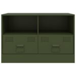 Meubles TV 2 pcs vert olive 67x39x44 cm acier – Image 3