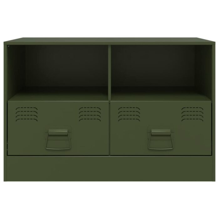 Meubles TV 2 pcs vert olive 67x39x44 cm acier – Image 3