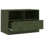 Meubles TV 2 pcs vert olive 67x39x44 cm acier – Image 4
