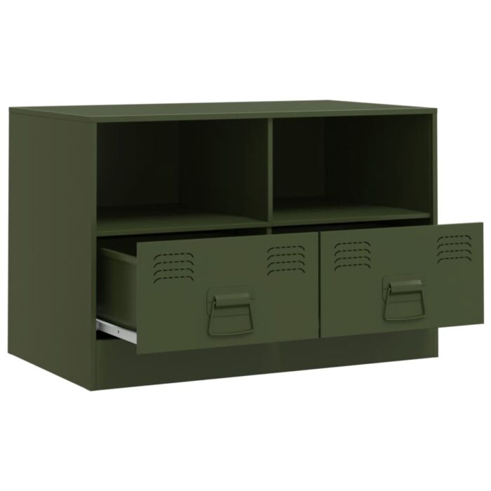 Meubles TV 2 pcs vert olive 67x39x44 cm acier – Image 4