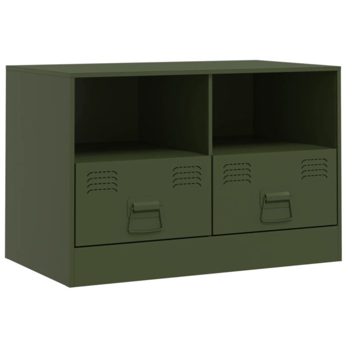 Meubles TV 2 pcs vert olive 67x39x44 cm acier – Image 5