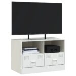 Meuble TV blanc 67x39x44 cm acier – Image 2