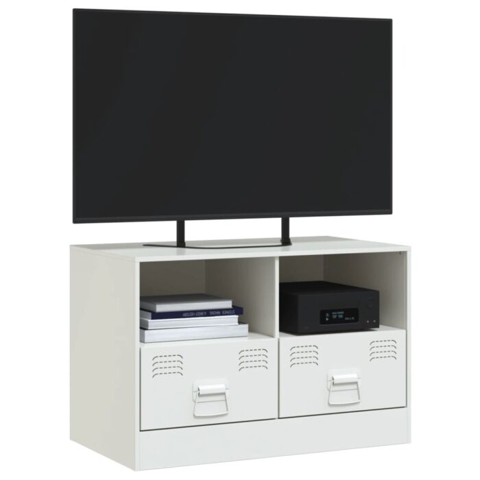 Meuble TV blanc 67x39x44 cm acier – Image 2